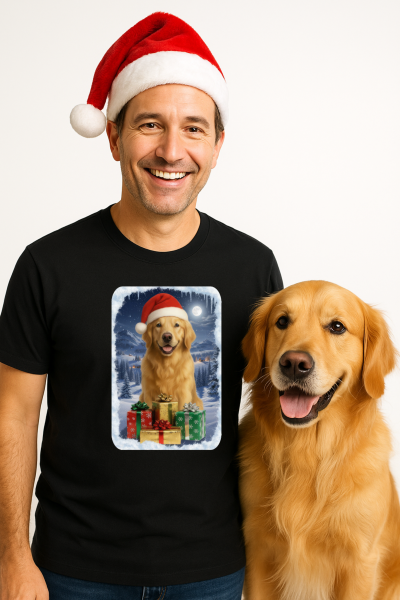 Vánoční tričko se Zlatým retrívrem0